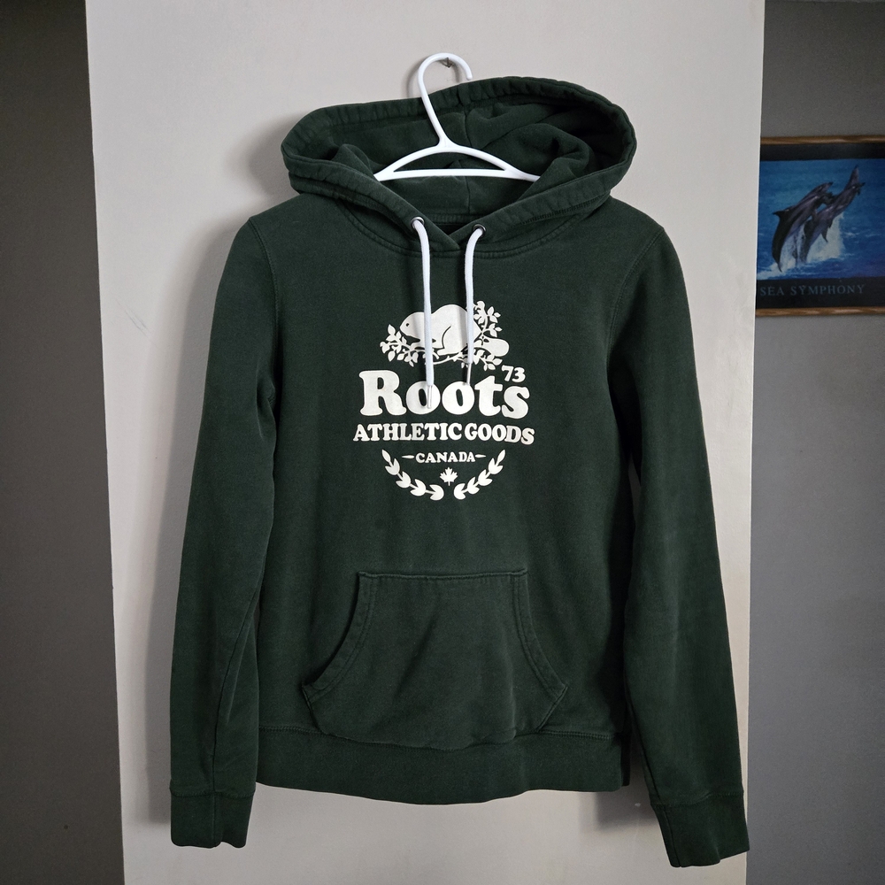Roots Green Hoodie Womens XS Sweater